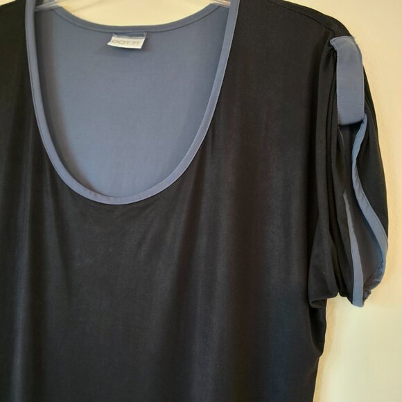 Dotti Black SS Mini Dress Scoop Neck Grey Trim Med/Lge? - Picture 3 of 16